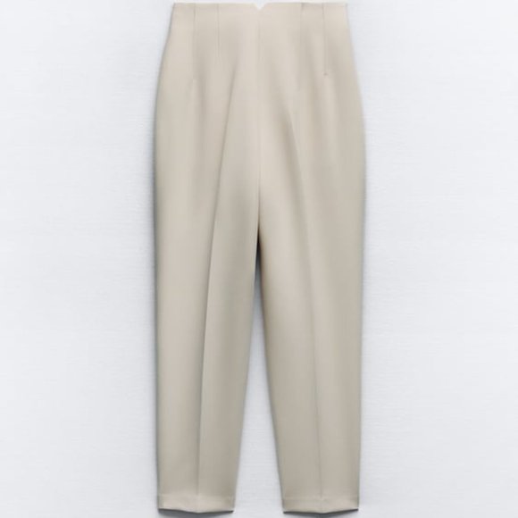 Zara High Waist Cream Pants - Picture 4 of 8
